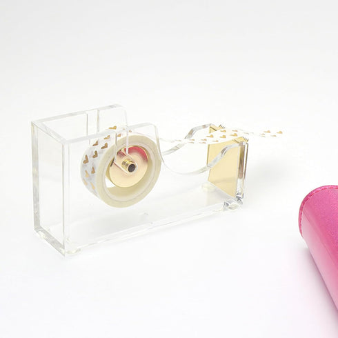 NatSumeBasics Tape Dispenser Desk Pure Gold Acrylic Washi Tapes Holder Dispenser for Aesthetic Office School Accessories Supplies (Clear Yellow Go...