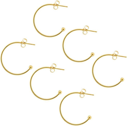 Supvox 6pcs Earring Findings Beading Hoop Earring Finding Metal Hoop Earrings C-Shaped Eardrops Beads DIY Jewelry Making Supplies Materials - Gold...