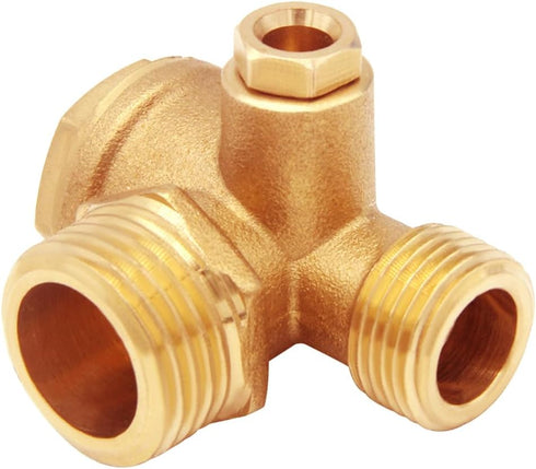 Solid Brass 3-Port Air Compressor Check Valve M10*1 x G3/8" x G1/2" Male Female Threaded Tube Connector Non-Return Valve...