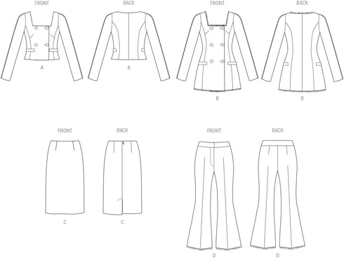 Vogue Misses' Close Lined Jacket, Pencil Skirt and Semi-Fitted High-Rise Pants Sewing Pattern Packet, Design Code V2017, Sizes 8-10-12-14-16, Mult...