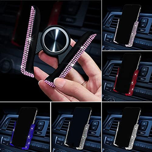 SUNCARACCL Bling Car Phone Holder, 360 Degrees Adjustable Crystal Auto Mount Holder for Dashboard,Windshield and Air Vent (Pink)...