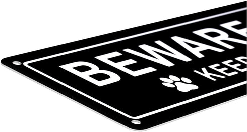 Kichwit 2 Pack Beware of Dog Sign, Aluminum, Keep Gate Closed Sign for Fence or Gate, 11.8 x 3.1 Inches...