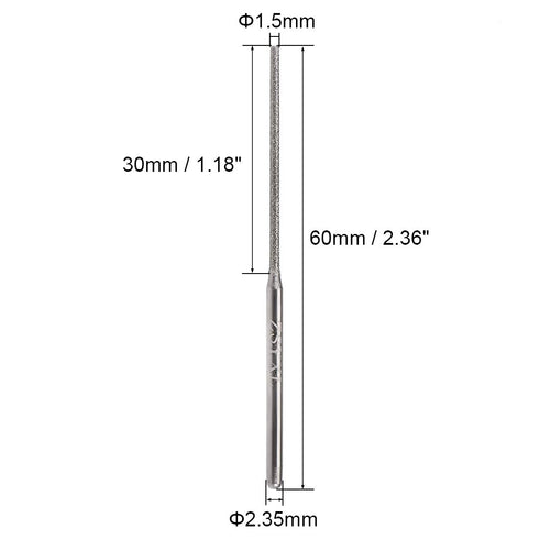 uxcell Mini Diamond Burrs Grinding Drill Bits for Rotary Tool 2.35mm Shank 1.5mm Cylindrical Ball Nose 5 Pcs...