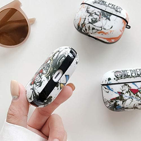 BONICI Protective Case for AirPods Pro, Creative Anime Hero Theme Chinese Landscape Painting Style White Black Soft Silicone TPU Rubber Cover Earb...