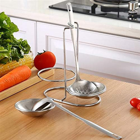 304 Stainless Steel Double Ladles Holder Vertical Spoon Rest Cooking Utensils Stand with 4 inch bowls...