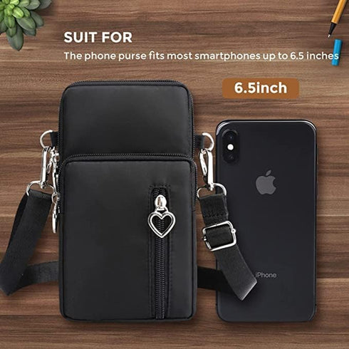 Small Crossbody Bags for Women, Black Waterproof Cell Phone Crossbody Wallet Purse Handbags Mens Gym Bags, Detachable Strap Multi Pocket Casual Ou...
