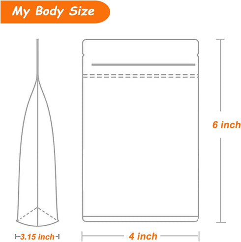 100 PCS Stand Up Pouches, 4 x 6 inch Kraft Paper Food Bags with Clear Window, Reusable Ziplock Food Storage Bags Resealable Pouches for Foods, Cof...