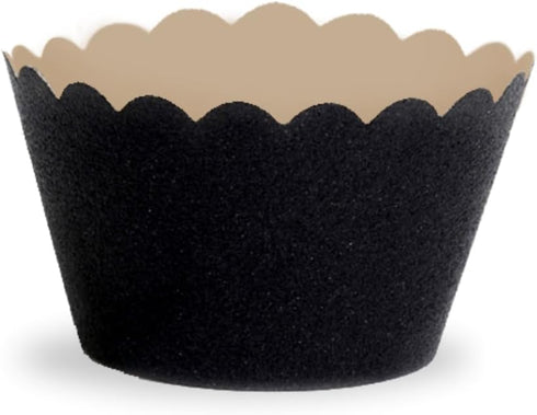 Dress My Cupcake Standard Reusable Glitter Black Cupcake Wrappers, Set of 50 Black Cupcake Liners...