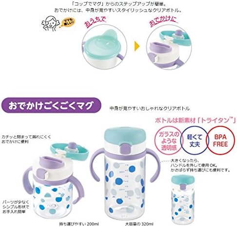 Richell Aqulea outing straw mug 200 Light blue...