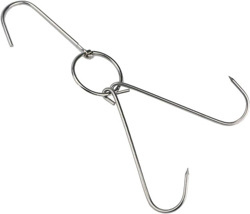 TIHOOD 3 PCS 9.4" Stainless Steel Double Meat Hooks Roast Duck Bacon Shop Hook BBQ Grill Hanger Cooking Tools Accessories (9.4" X3)...