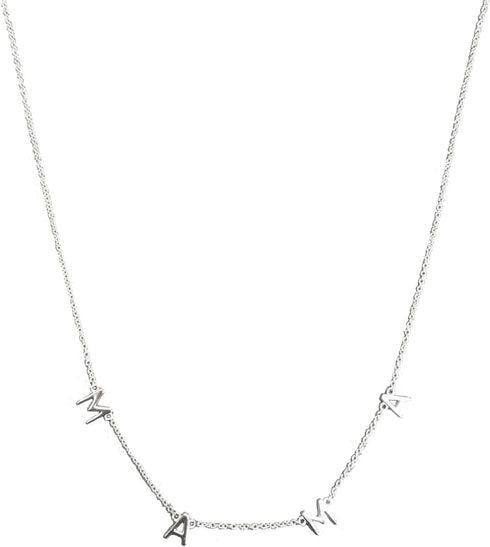 Mama Necklace, 925 Sterling Silver Dainty Link Chain with the Message Mama....