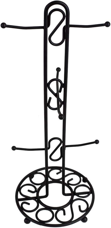 Home Basics Scroll Design Coffee Mug Holder (Black) Steel Mug Stand for Any Kind of Mug | Kitchen Organizing Cup Tree | Great for Jewelry...