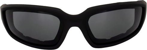 Global Vision Kickback Padded Motorcycle Sunglasses 2 Pair Black Frame Flash Mirror & Smoke Lenses...