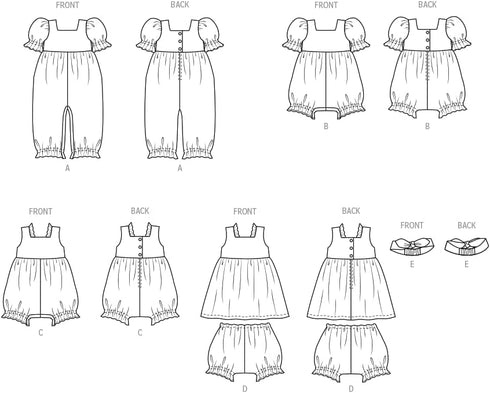 Butterick Babies' Headband, Bloomers, Rompers, and Dress Sewing Pattern Kit, Design Code B6950, Sizes XS-S-M-L, Multicolor...