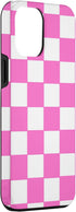 iPhone 13 Pro Max Pink and white checkered classic checkerboard Case...