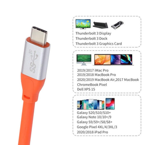 CY Cable USB3.2 Cable 20Gbps USB4 Ultra Soft High Flex 100W 8K 5K 4K USB4.0 Hyper Super Flexible Cord Male to Male Compatible with iphone15 iPad P...