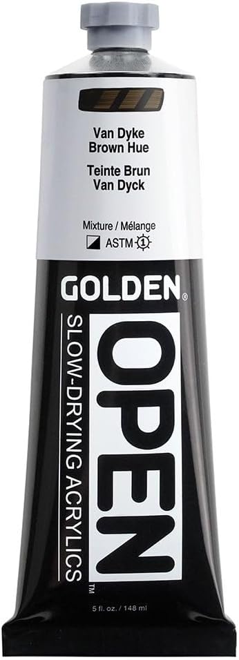 OPEN Slow-Drying Acrylics by GOLDEN, Van Dyke Brown Hue, 5 fl oz. tube, Professional Acrylic Paint, Semi-Opaque...