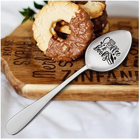Coffee and books engraved spoon Let's Have Coffee Together Forever Christian gifts Engraved Spoon Cute coffee lovers Gift for Friends Who Are Movi...