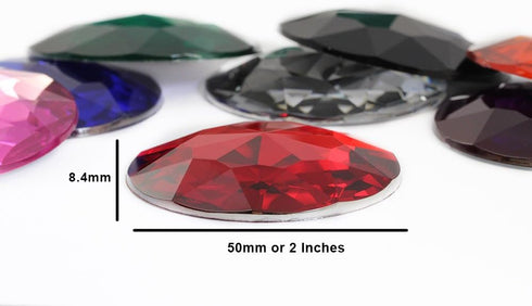 50mm Sapphire H104 Extra Large Self Adhesive Round Jewels - 2 Pieces...