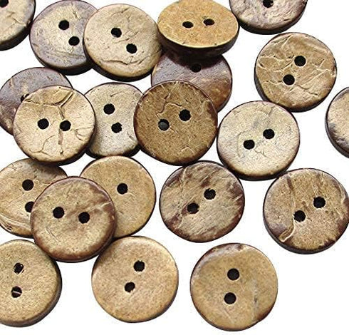Chenkou Craft 100pcs Small 1/2"(13mm) Brown Natural Coconut Coco Button 2 Holes Craft Clothe Sewing (1/2"(13mm))...