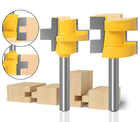 Professional 1/4 Inch Shank Set of 2 Pieces Matched Tongue Groove Router Bit Set Woodworking Tool Carbide Milling Cutter...