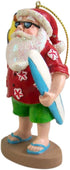 Santa with Parrot and Surfboard Ornament 3 3/4 Inch...