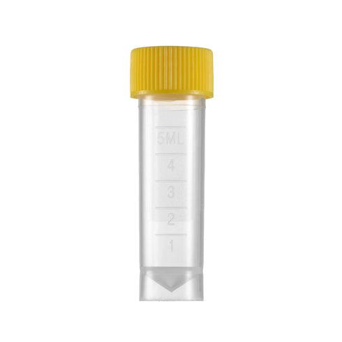 Eowpower 80pcs 5ml Flat Bottom Plastic Graduated Vial Tube with Screw Caps, Small Test Sample Bottles with Lid (Yellow)...