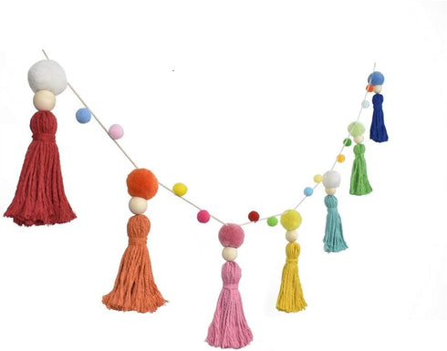 DrCor Llama Boho Pom Pom Garland - Precut Rainbow Macrame Banner Kit for Christmas Party, Nursery, Classroom, Playroom & Kids to Teens Room - Fade...