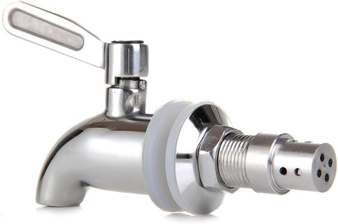 Replacement Spigot Spout for Beverage Dispenser, Solid Stainless Steel Water Dispenser Replacement Faucet with Anti-Clogging Cap Polished Finished...
