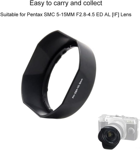 PH-SBA 40.5 40.5mm camera Lens Hood compatible with Pentax Q SMC 5-15mm f2.8-4.5 02 Standard Zoom...