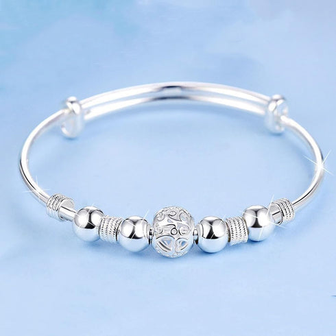 Sterling Silver Bangle Bracelets for Women, Mother's Day Gift 925 silver Cuff Bracelet Adjustable Jewelry Fashion Simple Open Bangles Cuff Jewelry...