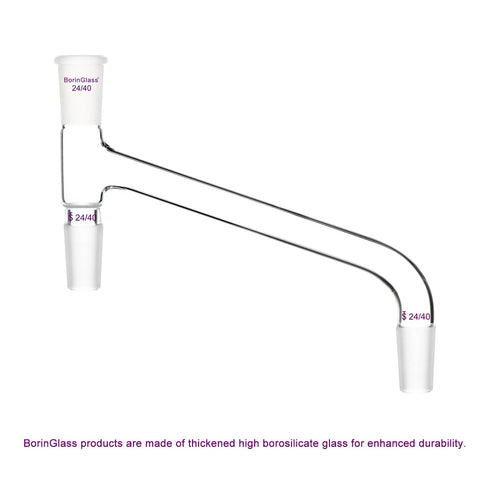 Glass Distilling Adapter, Borosilicate Glass 75 Degree Bent Chemistry Distillation Adapter with 24/40 Standard Joint...