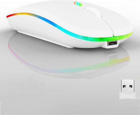 2 Pack Wireless Bluetooth Mouse,LED Dual Mode Rechargeable Silent Slim Laptop Mouse,Portable(BT5.2+USB Receiver) Dual Mode Computer Mice,for Lapto...