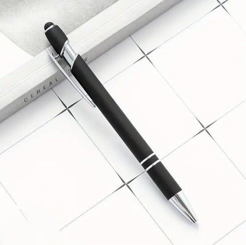 8-Pack (Black) 2-in-1 Metal Retractable Ballpoint Pens with Stylus Tip. Great Pens for Touchscreen iPhones, Tablets, Laptops and other Capacitive ...