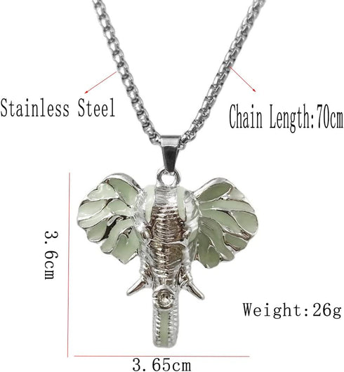 Luminous Elephant Necklace for Women Men Lucky Animal Elephant Head Pendant Necklace Elephant Gift Jewelry for Girls Glowing in the Dark...