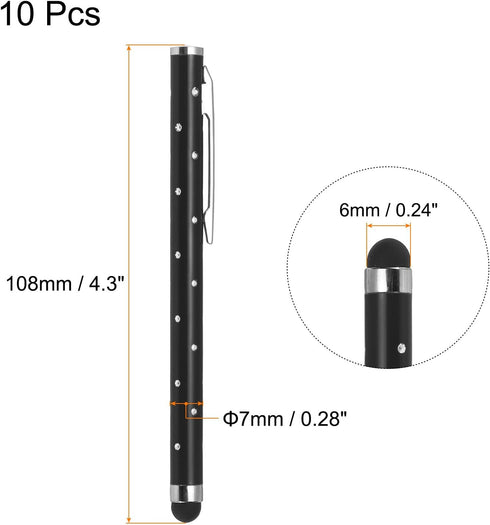 MECCANIXITY 10pcs Glitter Rhinestone Stylus Pens for Touch Screens Universal Metal Capacitive Pen for Phone All Capacitive Touch Screen Device, Bl...