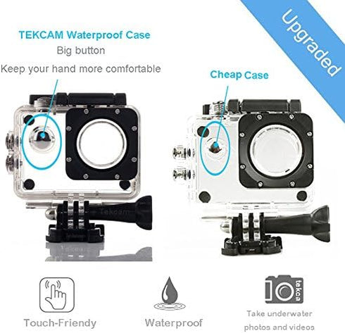 Action Camera Waterproof Housing Case Compatible with AKASO EK7000 V50 Elite/SJCAM/Apexcam/Remali CaptureCam/Vemont/HLS/WOLFANG GA300 Action Camer...