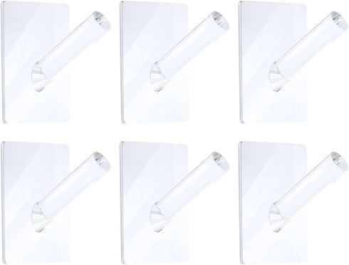 Jetec 6 Pieces Clear Acrylic Hat Hooks for Wall Heavy Duty Wall Mounted Coat Clothes Towels Hook Self Adhesive Jewelry Organizer Hanging Display R...