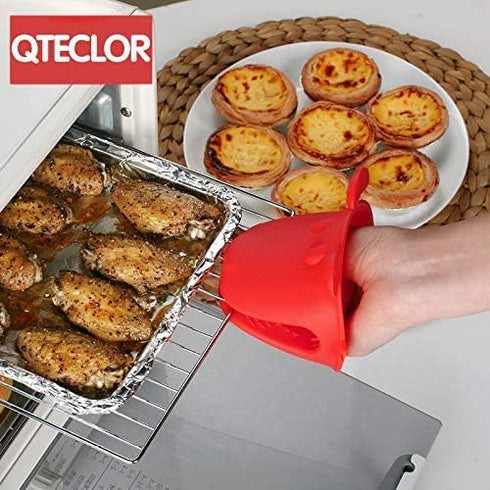 Mini Oven Mitts Gloves-BPA Free Silicone,Heat Resistant, Cooking Pinch Mitts Potholder for Kitchen Cooking & Baking (Red)...