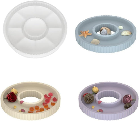 Round Resin Mold Tray Epoxy Resin Mold Jewelry Storage Silicone Mold 3D Resin Casting Mold for DIY Home Decoration Crafts (Round)...