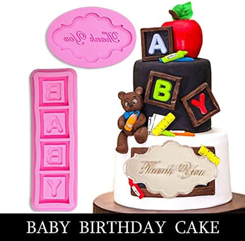 Baby Shower Fondant Molds (5 Pack), Cute Silicone Chocolate, Feet Molds, Clothes Decorate Mould for Baby Baptism Theme Party, Cake Baking, Cupcake...