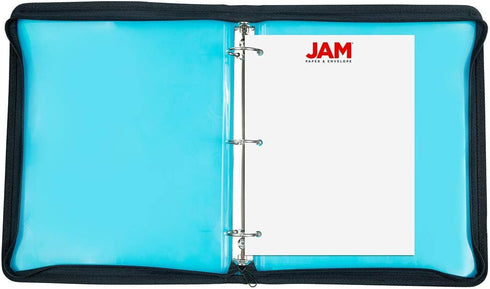 JAM PAPER Plastic Zipper 1 inch Binder - Blue 3 Ring Binder - Sold Individually...