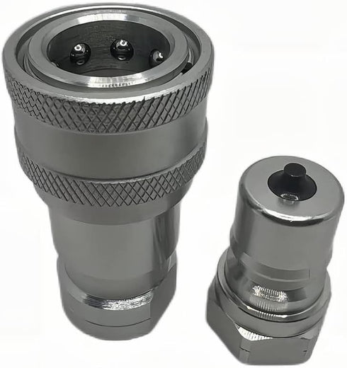 1/4" NPT ISO7241-B Hydraulic Quick Connect & Disconnect Coupler, Quick Release Coupling Set w/Dust Caps H2-63/62...