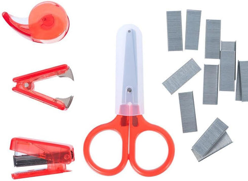 Mini School Supplies Kit — Aesthetic Mini Stapler — Mini Tape Dispenser Mini Scissors — Mini Office Supply Kit for Kids — Tiny Notary Supplies —in...