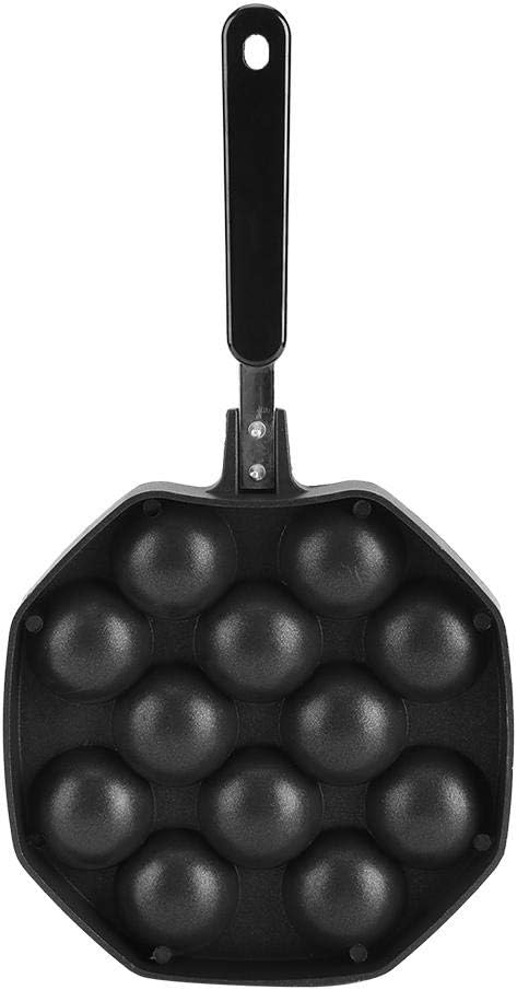 Junluck Non-Stick Pancake Pan, 12 Cavities Aluminum Baking with Plastic Handle & Hanging Hole, Grill Pan Plate for Takoyaki Octopus (Black)...