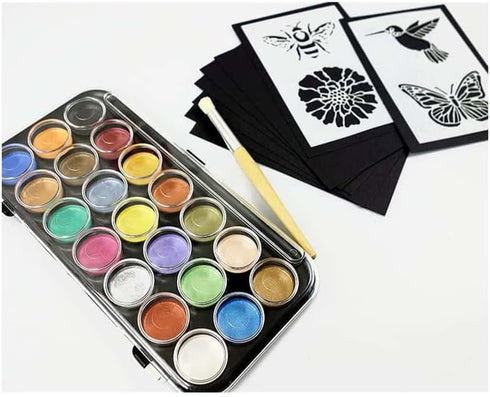 Yasytimi Pearlescent Paint & Stencil Kit...