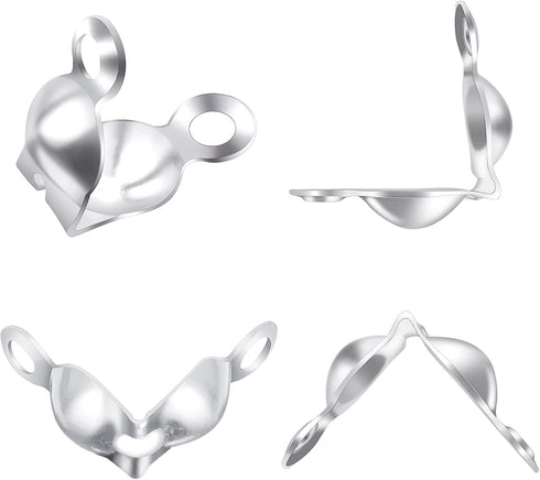 Syhood 1400 Pieces Bead Tips Knot Covers Bulk Clamshell Bead Tips for Jewelry Making Open End Caps Knot Covers for DIY Bracelet Necklaces Earrings...