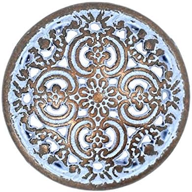 Bezelry 12 Pieces Flowery Engraving Copper Blue Openwork Metal Shank Buttons 18mm (11/16 inch)...