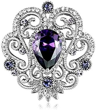 Crown Cubic Zirconia Brooch Pin for Women Wedding Clothing Bouquet Accessory-Purple...