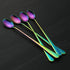 IQCWOOD Long Handle Iced Tea Spoons, Coffee Stirrers, 9-Inch Coffee Spoons, Rainbow Stainless Steel Ice Tea Spoons Stirrers Spoons Ice Cream Spoon...